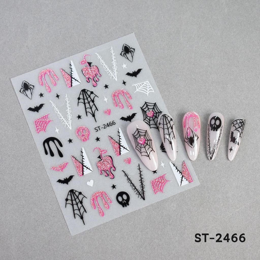 Hot Sale Halloween Nail Art Stickers: Sweet Cool Style with Spiders, Pumpkins, Ghosts, and Glitter Black Designs