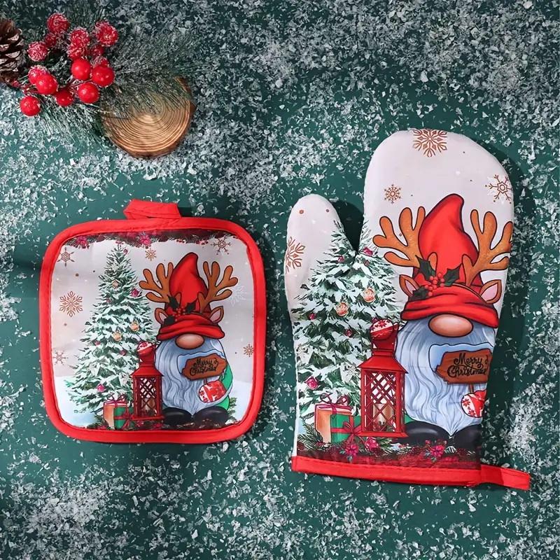 Рождественские прихватки Санта-Клаус Снеговик Колокольчик Узор Изолированные Перчатки Декоративный Подарок Дом Кухня Рождественское Украшение
