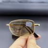 Photochromic Rectangular Foldable Myopia Glasses Men Gold Silver Metal Frame Anti Blue Light UV Finish Myopia Glasses