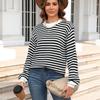 GMXIA Женская мода, повседневный полосатый принт, осень-зима, свободные свитера с длинным рукавом и круглым вырезом