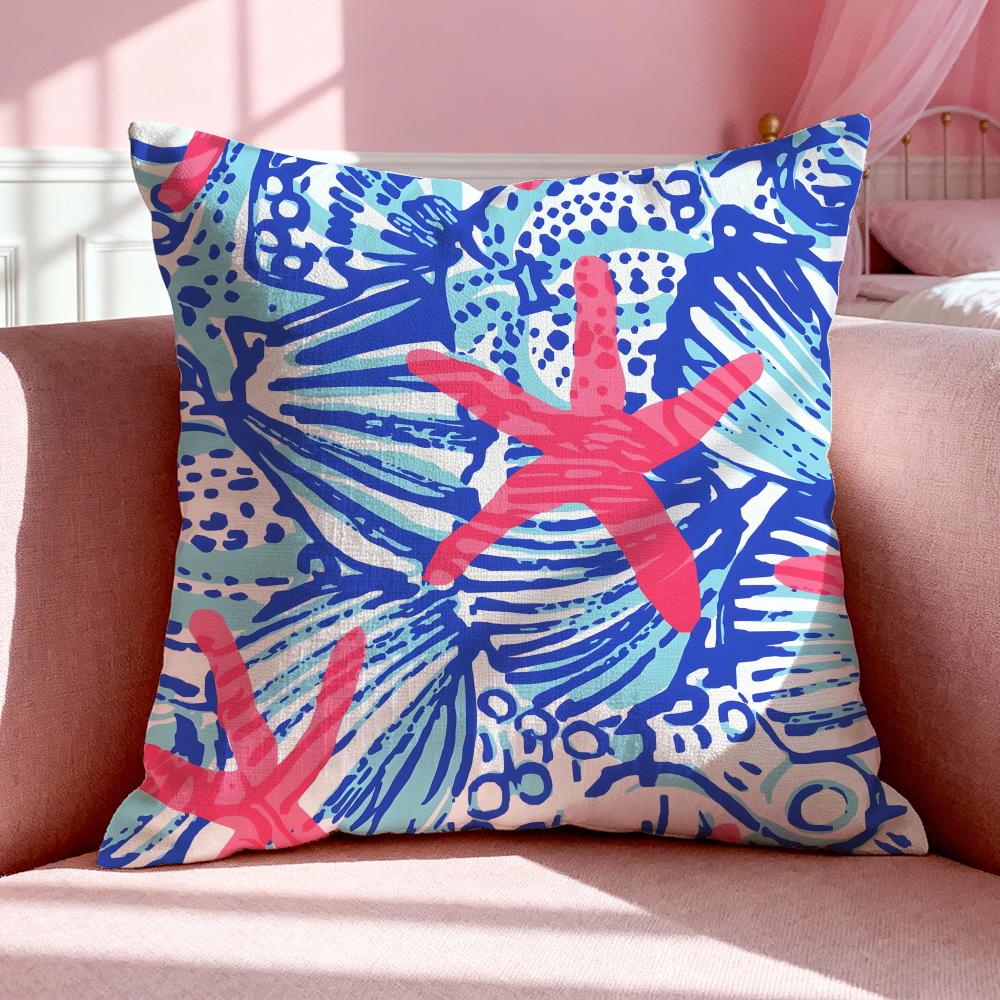 Модная наволочка L-Lilly Pulitzer, дышащая, из льна, для подушки, летняя, без запаха, экологичная, с потайной молнией, моющаяся