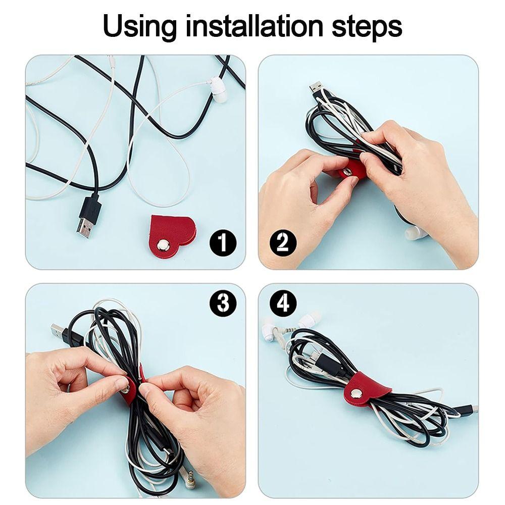 Leather Cable Management Cord Organizer Winder Tie Cable Winder Desktop Storage