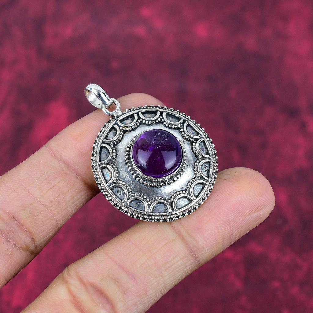 Amethyst Pendant Gemstone Jewelry, 925 Solid Sterling Silver Pendant, Gift For Women Handmade Pendant