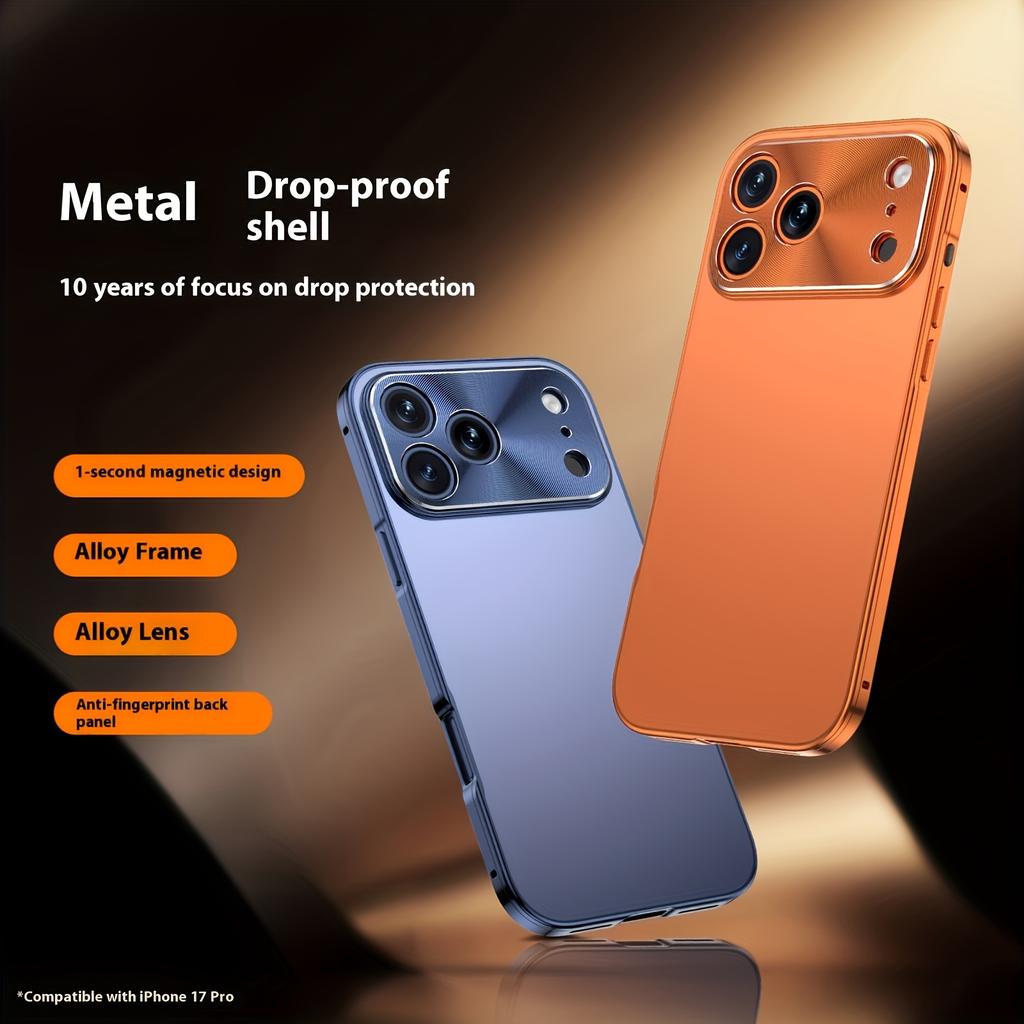 Чехол для телефона iPhone 17 Pro Max Авиационный Алюминиевый Сплав Рамка Резьбовое Кольцо Камеры Матовая Задняя Панель Ультратонкий Защита от Падений Задняя Крышка