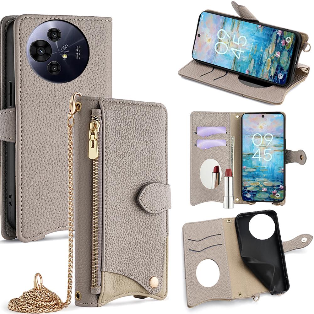 Wallet Case for TCL 50 NxtPaper 5G/50 Pro NxtPaper 5G Fishtail Design Leather Phone Cover with Mirror/Stand/Strap