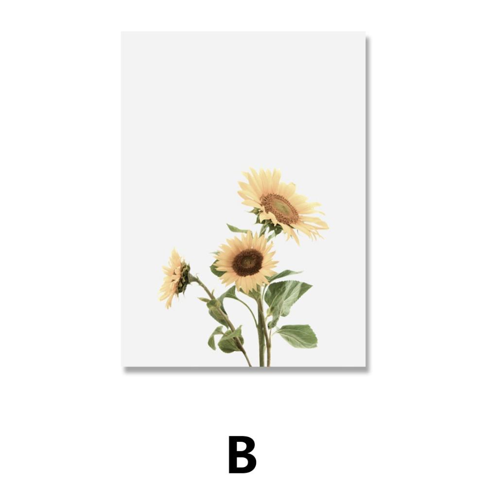 Простой холст с подсолнухом, желтый лепесток, настенное искусство, скандинавский постер, украшение для дома в гостиной