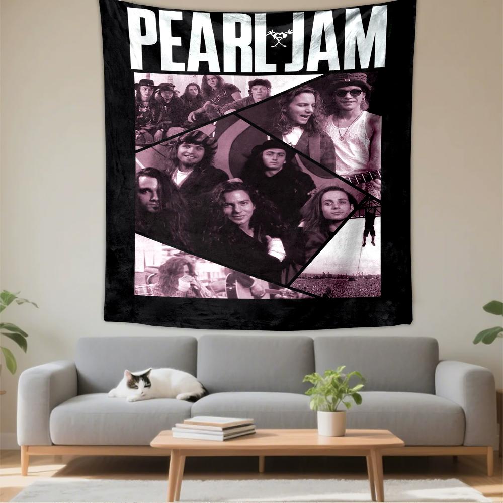 Tapestry Pearl Jam Band Vintage Collage Grunge Eddie Vedder Poster Wall Art for Living Room