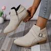 2025 New Boots Leather Women Retro Short Boots for Women Autumn and Winter New Large Size Medium Heel Thick Heel Ankle Boots