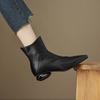 Fashion Retro French Pointed Toe Ankle Boots Women's Strange Style Heels Side Zipper Genuine Leather Shoes Autumn Winter New Office Shoe