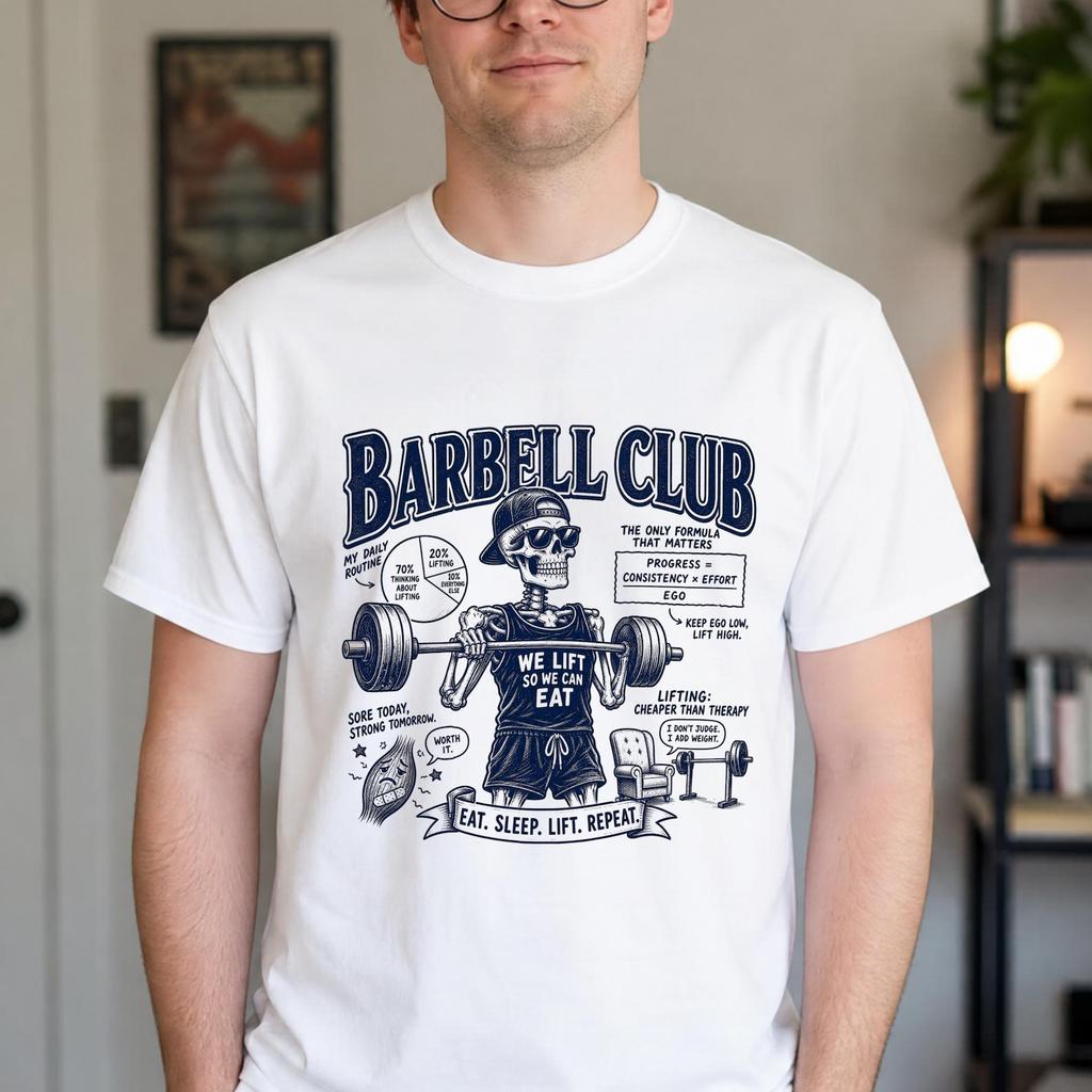 Funny Barbell Club Shirt - Retro Barbell Club Gift - Sarcastic Barbell Club Clothing