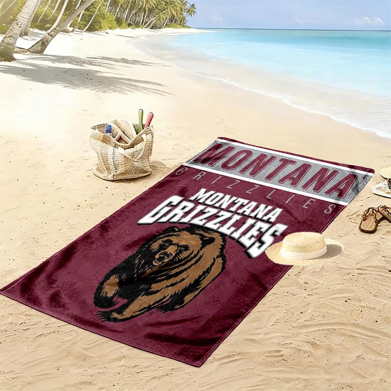 Пляжное полотенце с принтом Montana Grizzlies, Большое, Мягкое, Быстросохнущее, для Пляжа, Кемпинга, Плавания