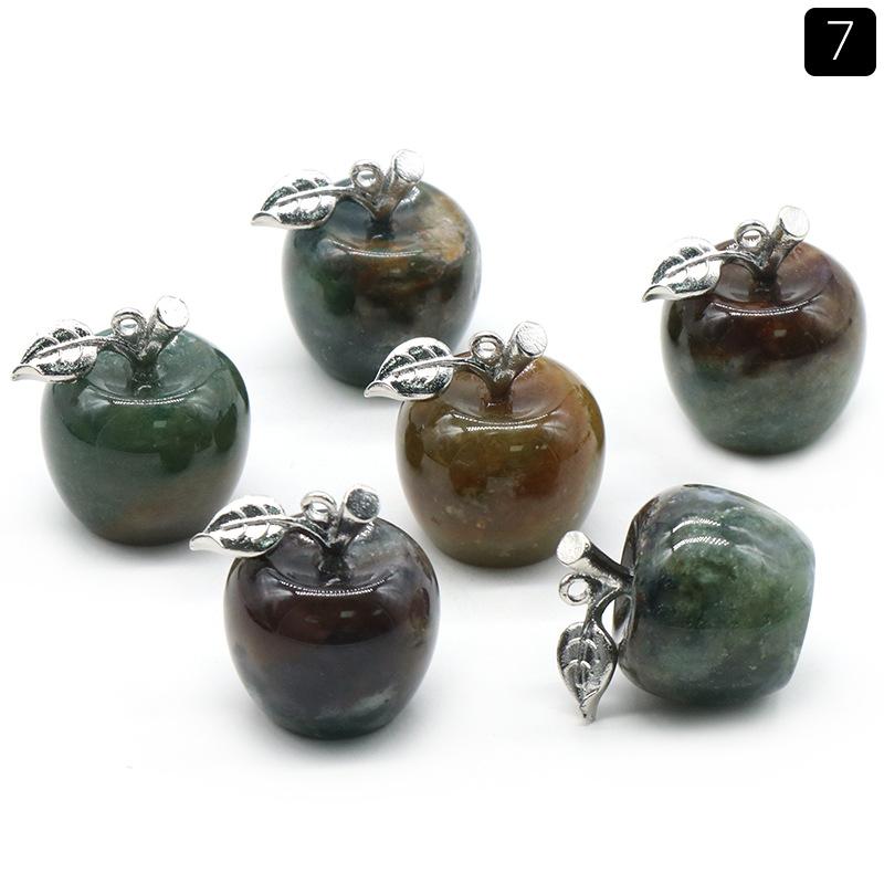 20mm Natural Stone Mini Apple Healing Crystals Reiki Real Amethyst Obsidian Rose Quartz Crafts DIY Jewelry Christmas Decoration