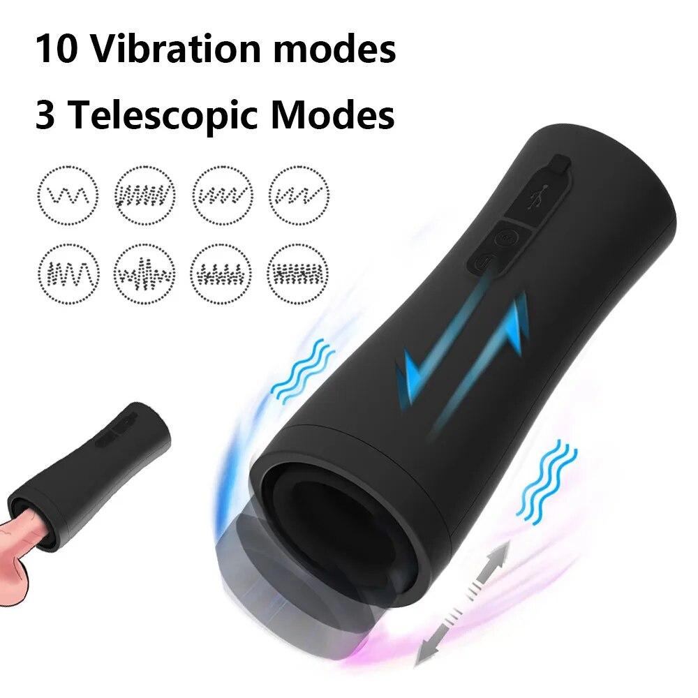 Электрическая телескопическая чашка для мастурбации, настоящая вагина, тренер для головки, мужской мастурбатор, секс-игрушки для мужчин, мастурбация киски, куклы для взрослых