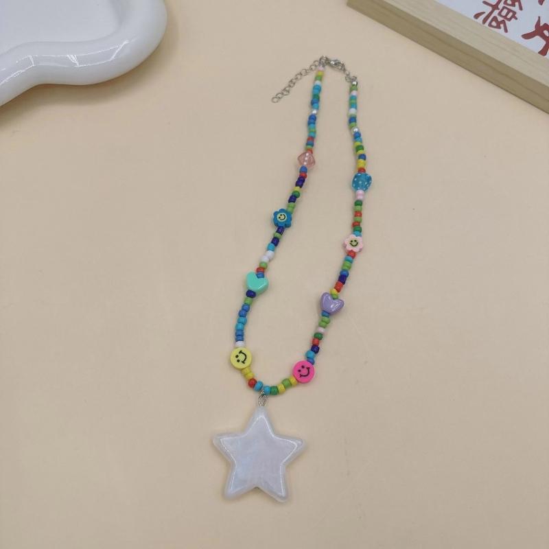 Модные necklaces со звездой и изящными бусинами, чокер со звездой, разноцветное ожерелье из бусин, подарок для подруг