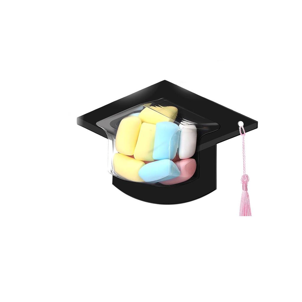 3D Graduation Cap Candy Dome Storage Box Plastic Treat Container for Graduation Party, Table Centerpiece Candy Holder