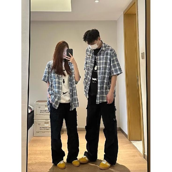 Мужская клетчатая рубашка с квадратным вырезом, молодежная мода, японский стиль, художественная мужская свободная рубашка, новая мода с длинными рукавами, осенний тренд, Харадзюку