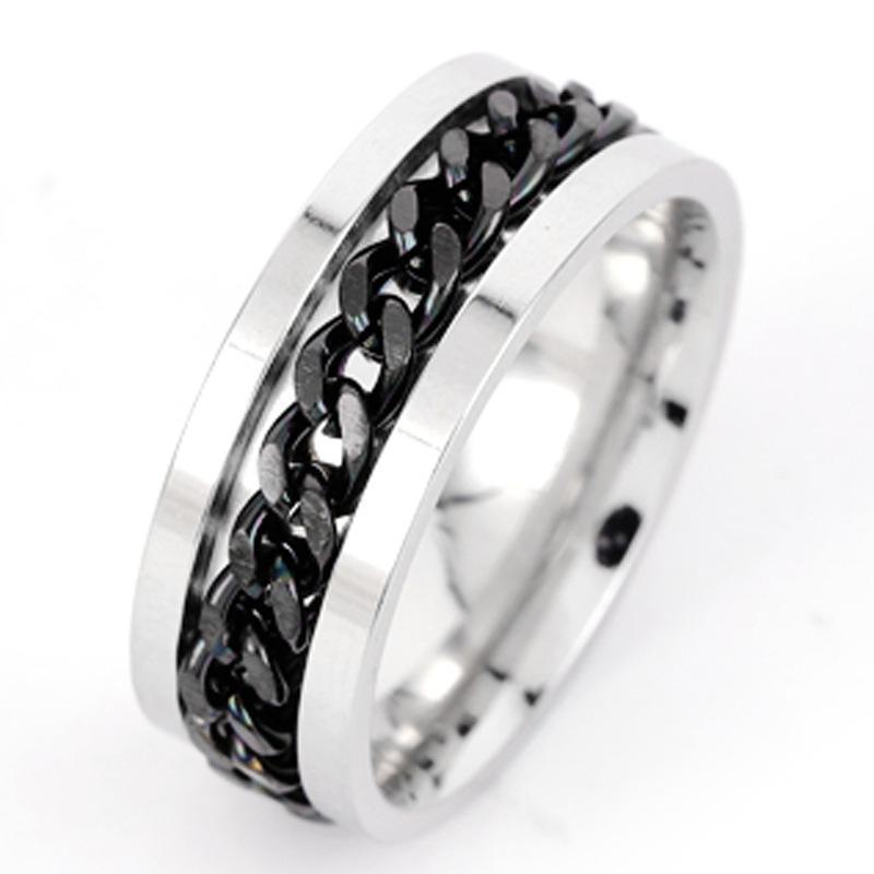 Rotatable Titanium Steel Ring: Men's Bottle Opener, Stress-Relief Chain, Stainless Steel Jewelry