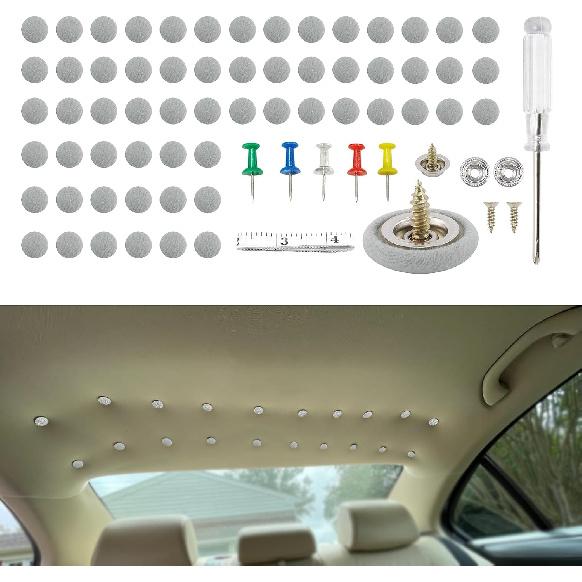 60PCS Headliner Repair Kit, Headliner Pins, Auto Roof Repair Snap Rivets and Installation Tool for Fixing Car Interior Ceiling Sagging Headliner,