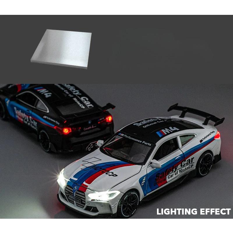 1/32 BMW M4 Supercar Модель легкосплавного автомобиля с инерционным механизмом, звуком и светом, детская подарочная коллекция, литая игрушечная модель A469