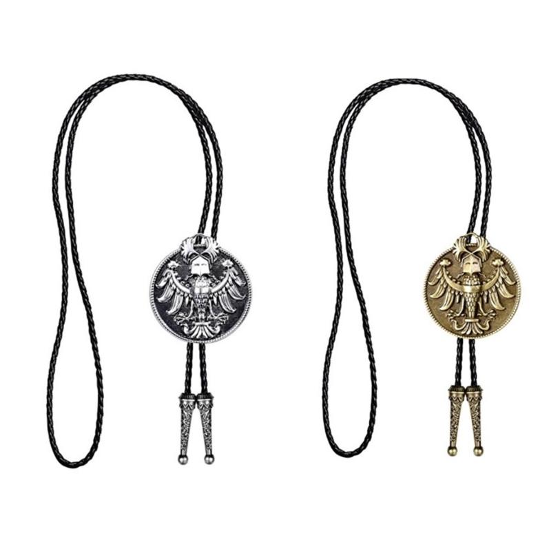 Галстук-боло Галстук Кожаный Плетеный Веревочный Ожерелье с Металлическим Подвесом в виде Орла Российской Империи Ювелирное Изделие Западный Ковбойский Галстук