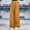 Повседневные брюки в стиле ретро с широкими штанинами для весны и лета из хлопка и льна, однотонные, с эластичной резинкой на талии, женская одежда больших размеров
