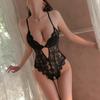 Женское белье Сексуальное с открытой промежностью Показывает ягодицы Пижама Тедди Эротический костюм Глубокий V Открытый бюстгальтер Бант Женский комплект нижнего белья Порно платье
