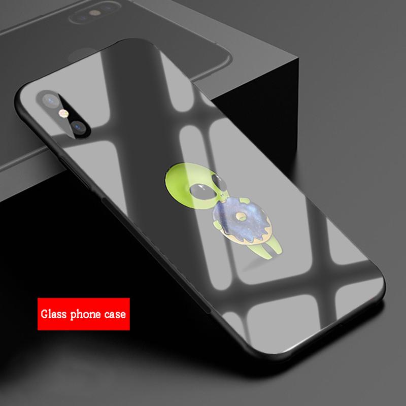 Чехол для телефона из закаленного стекла с рисунком инопланетянина для iphone 12 11 Pro Max 5 6 7 8 PLUS X XS XR XSMax Shell 12Pro