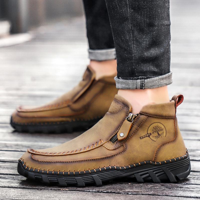 Мужские ботинки из натуральной кожи большого размера, удобные ботильоны для мужчин, повседневная обувь, осенне-зимняя мужская обувь