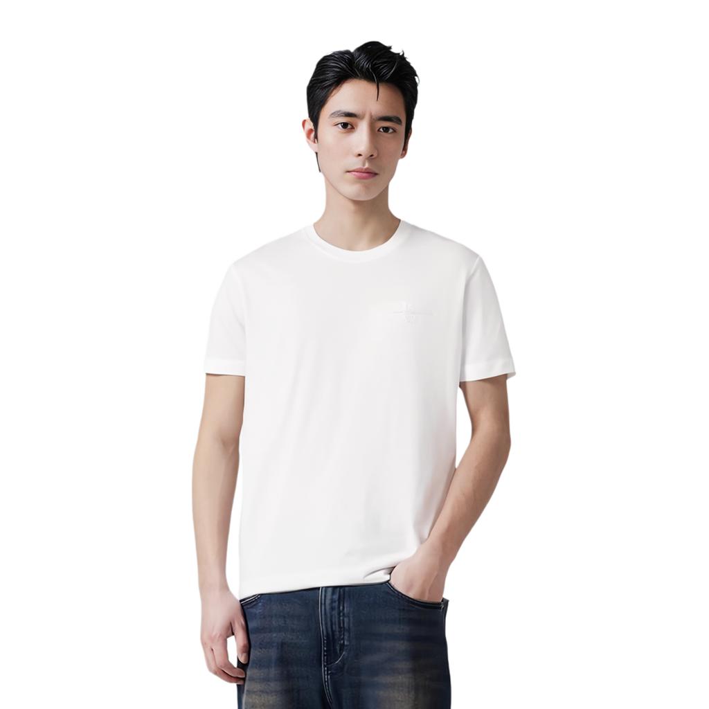 Armani Exchange Хлопок Однотонная Футболка с Круглым Вырезом и Коротким Рукавом Мужские Топы Белый XM000763-AF12308-U0009