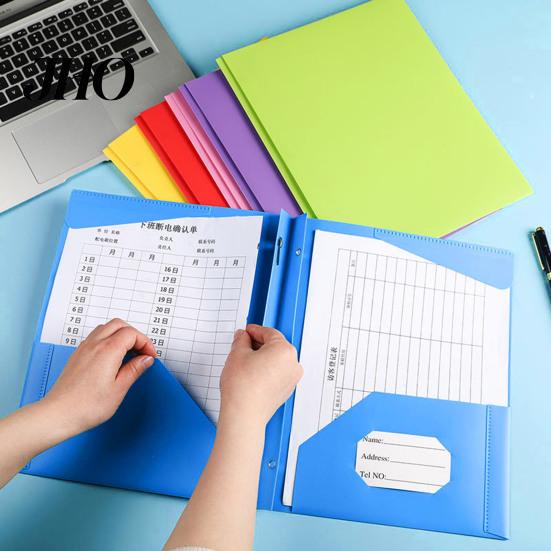 Sturdy Plastic File Folders 1/6Pcs Folder with Prongs Dual Pocket Design Document Sorting Business Card Holder Letter Size Organizer Color-coded