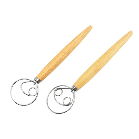 Датский венчик для теста с дубовой ручкой, миксер для муки из нержавеющей стали, стержни для смешивания яиц и крема, мешалка для муки, торта, кухонные инструменты для выпечки