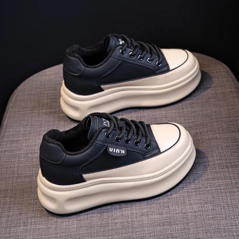 Fujin 8 см из натуральной коровьей кожи, удобные дышащие кроссовки для скейтборда на платформе, вулканизированные кроссовки с массивным скрытым каблуком