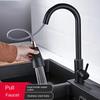 304 Stainless Steel Kitchen Faucet Single Hole Pull Out Spout Kitchen Sink Mixer Tap Stream Sprayer Head 360 Rotation Fauce