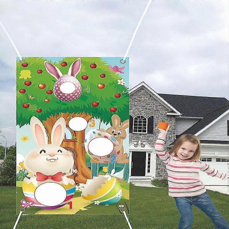 Easter Sandbag Toss Game Set - Bunny Print, Hanging Style, Washable, Ideal For Indoor And Outdoor Activities
