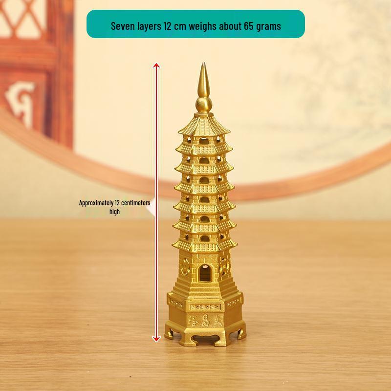Медное украшение Пагода Вэньчан: Большой, 7-13-слойный китайский буддийский декор для дома и храма