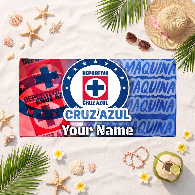 Cruz Azul (32) Custom Name Beach Towel Soft Towel Gift for Beach Pool Swimming Vacation