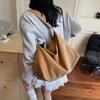 Korean Version of Casual Large-capacity Canvas Bag Women's 2025 New Solid Color Simple Tote Bag Versatile One-shoulder Underarm Bag