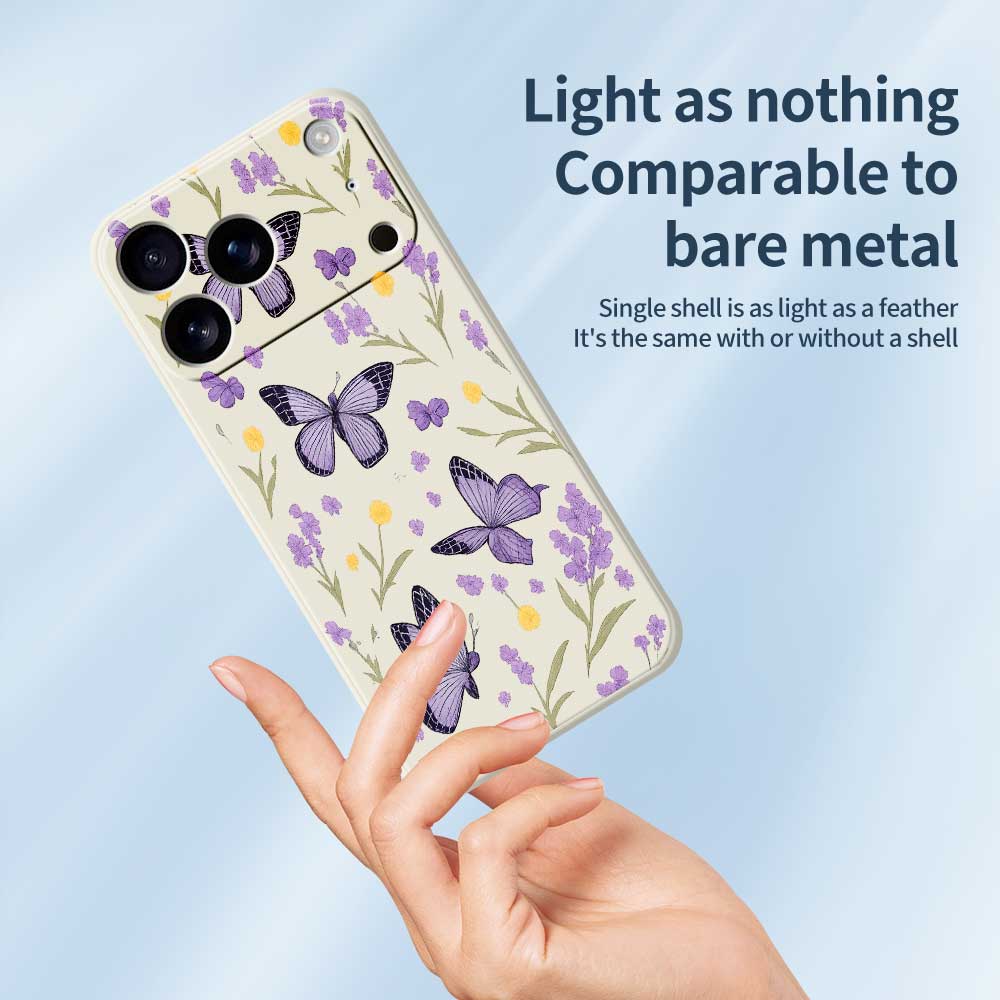 For iPhone 17 Pro Max Case Purple Butterflies Pattern Printing Straight Edge TPU Phone Back Cover