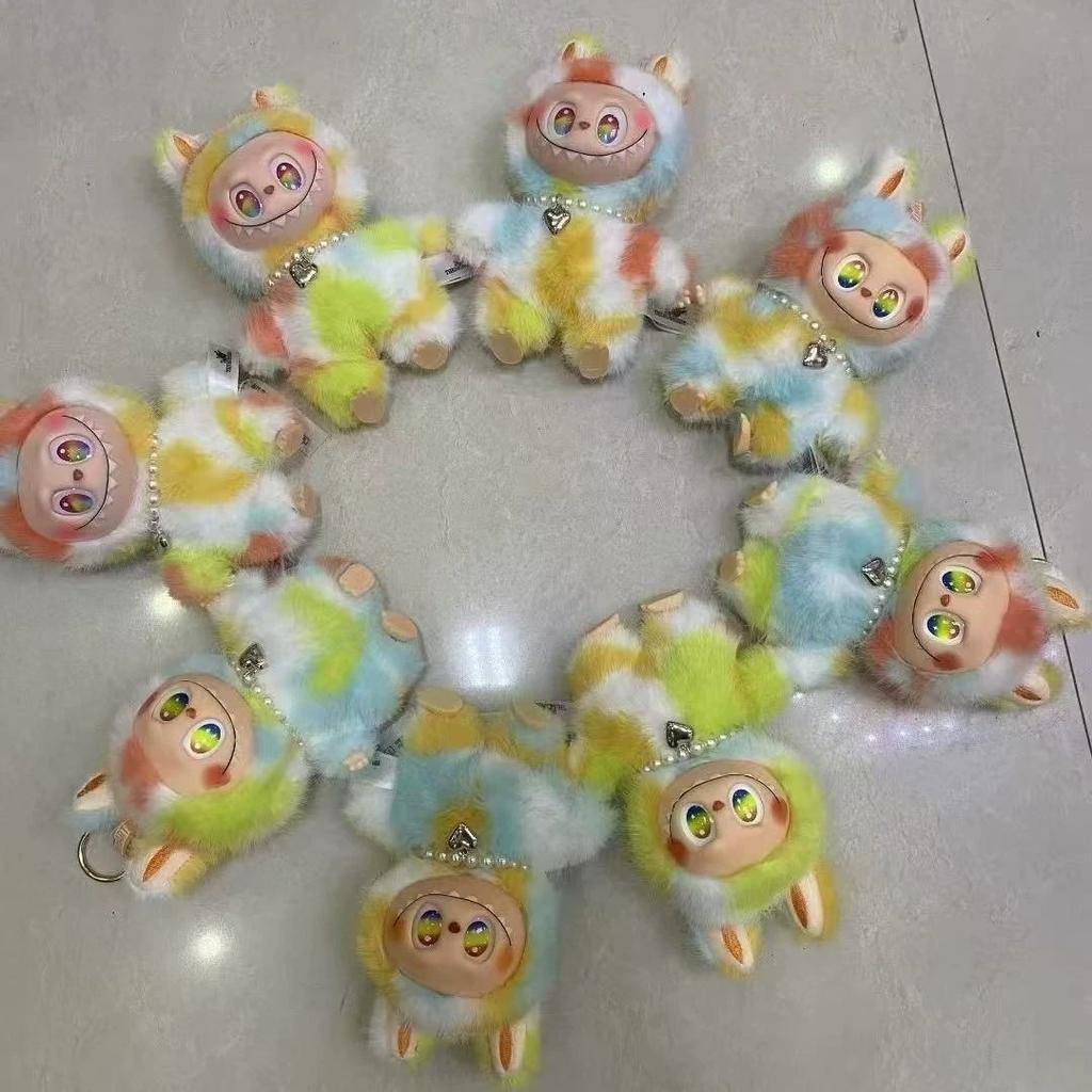 17см Игрушка Лабубу Пятого Поколения, Виниловое Лицо с Высокой Энергией, Слепой Бокс, Плюшевая Игрушка Макарон, Рюкзак для Школы, Брелок-Подвеска