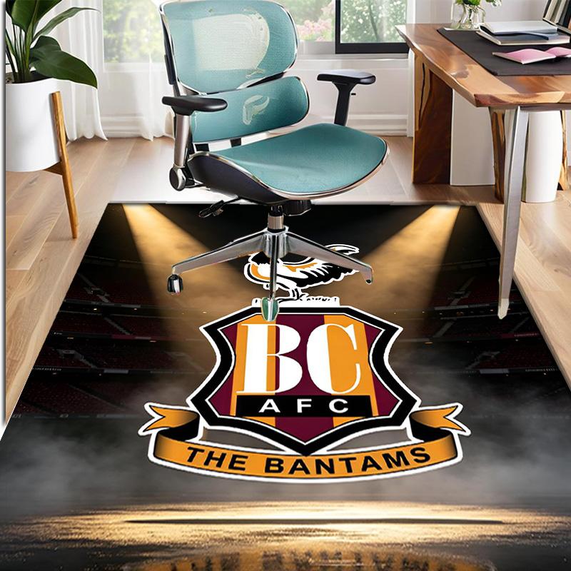 Bradford City AFC Pattern Rug, Indoor/Outdoor Mat, for Picnic, Gameroom, Bedroom, Office, Living Room, Home Decor Carpet, Birthday Gift
