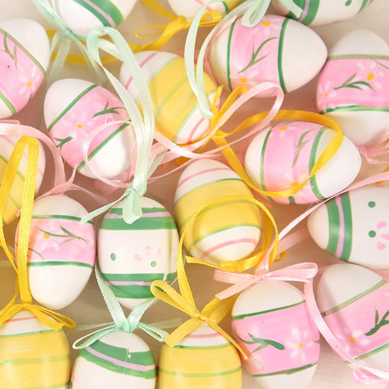 12 шт./пакет Пасхальные яйца Подвесные украшения Наполнитель для корзины Красочное пластиковое украшение для яиц для дома 2025 Счастливой Пасхи Вечеринка Детский подарок