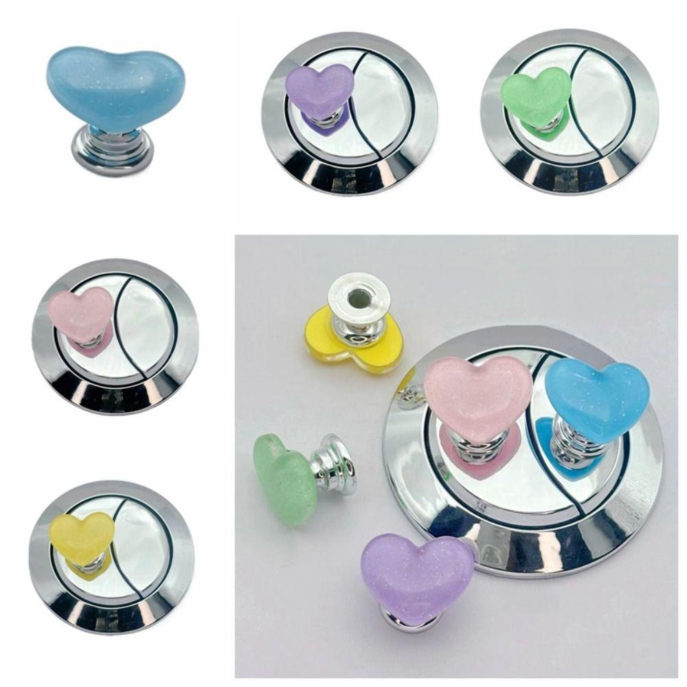Heart Shape Toilet Press Glitter Water Press Flush Button Fashion Toilet Button Women