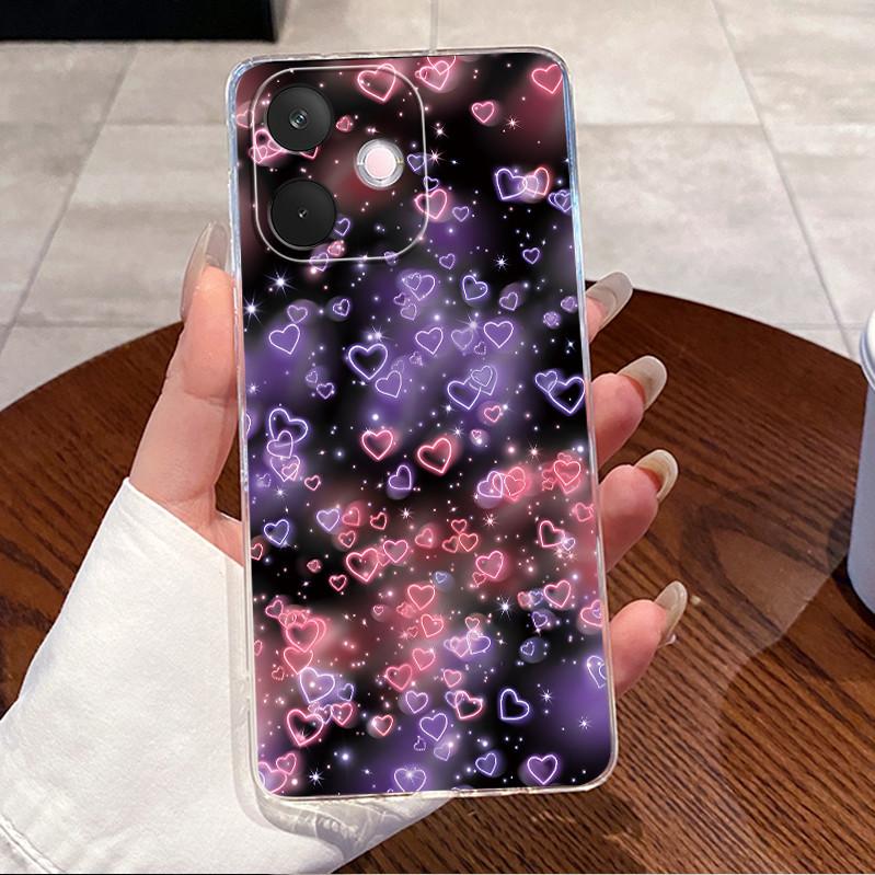 Чехол для OPPO A5 Pro 4G 5G 2025 Прозрачный Роскошный Милый Кролик с Сердечками Забавный Крутой Мягкий Силиконовый Чехол из ТПУ для OPPOA5Pro A5Pro Задняя Крышка
