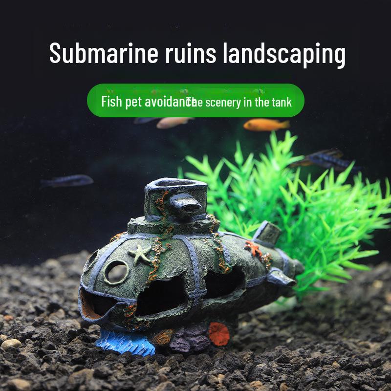 Декорация для аквариума в виде смоляного пиратского кораблекрушения с реалистичной детализацией