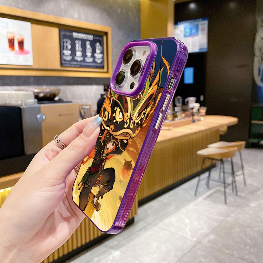Game GI Gaming Mobile Phone Case for iPhone 17 16 15 14 13 12 11 X XR XS 8 7 Air Pro Max Plus Purple Translucent Colorful Cover