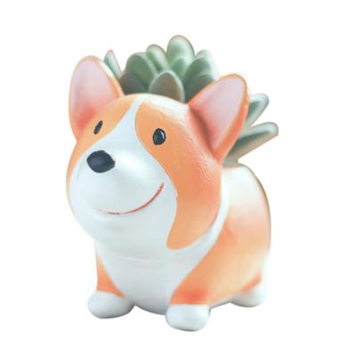 Маленький цветочный горшок из смолы, кашпо для садовых растений Corgi, суккуленты, бонсай, цветы в горшках, настольные садовые принадлежности