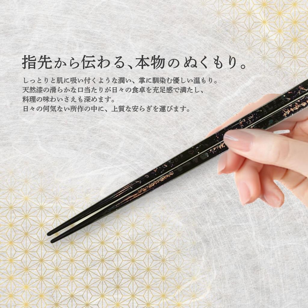 Tsugaru Nuri SHIKKA Lacquered Chopsticks 21cm, Handmade Japanese Traditional Chopsticks with Gift Box, Made in Japan
