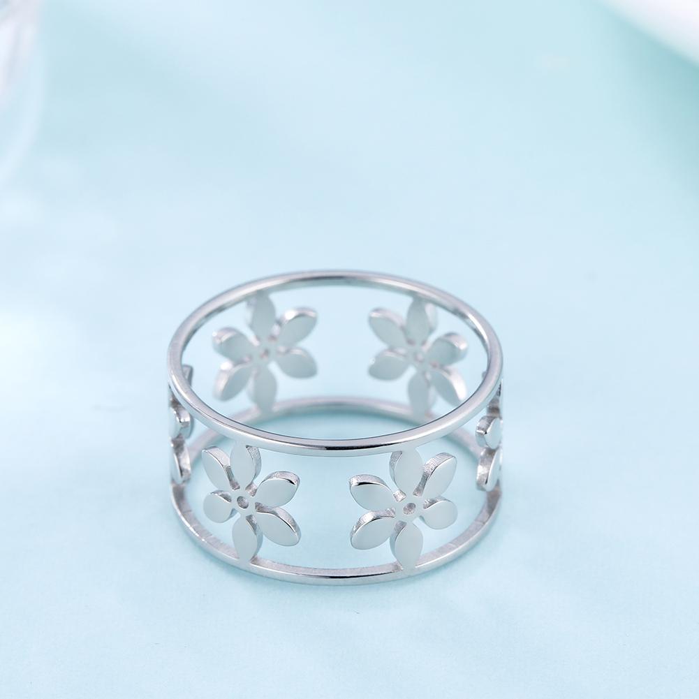 Stainless steel fashion women's hollow ring Lotus elegant romantic high quality design jewelry Valentine's Day anniversary gift