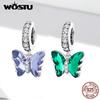 Three Colored Zircon Butterfly 925 Sterling Silver Charm Pendant Beads Fit Original Bracelet Bangle DIY Fine Jewelry