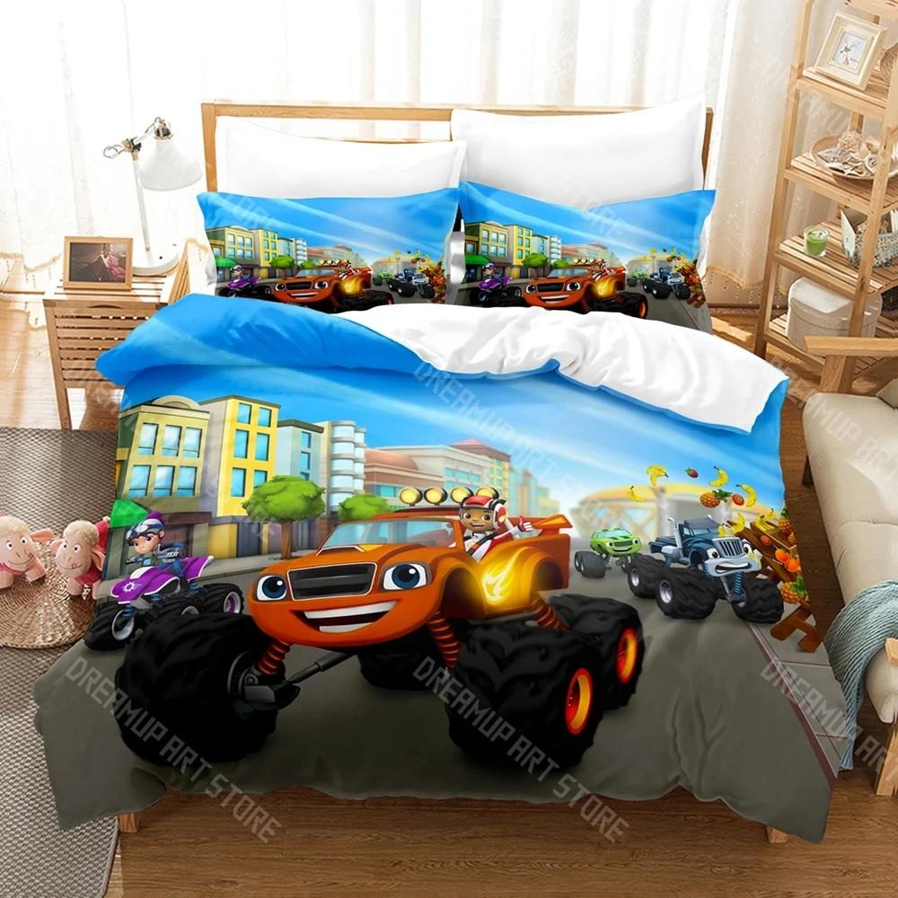 3D Печатный комплект постельного белья Blaze N Monster Machines для мальчиков и девочек Пододеяльник Наволочка Размеры: Односпальный, Полуторный, Двуспальный, Евро, Односпальный, Двуспальный